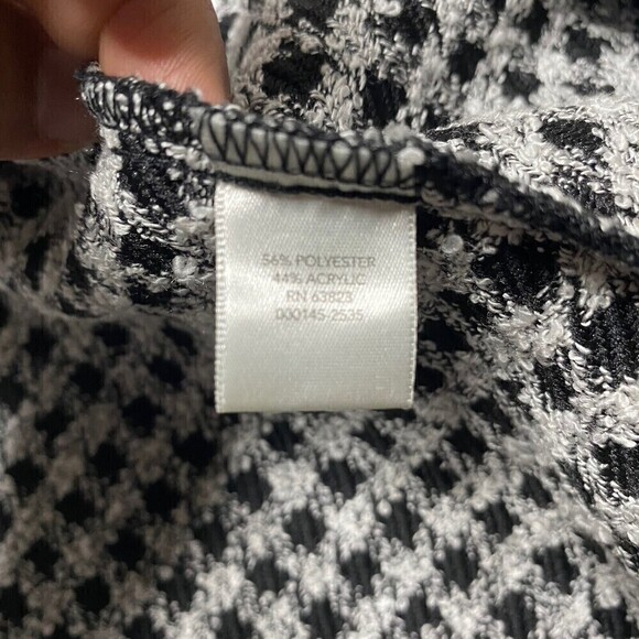 CJ Banks Belted Vest Pockets Houndstooth Sleeveless Petite Large Black White - Picture 7 of 10